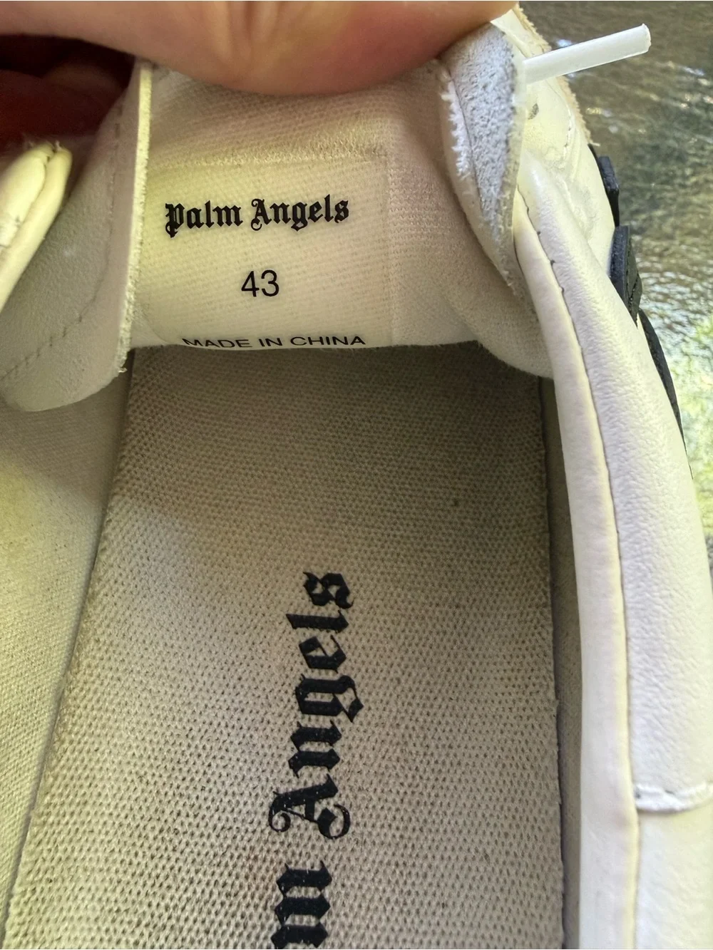 Palm Angels White Leather Sneakers with Black Palm Logo - Picture 3 of 11
